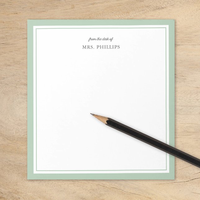 Sage Green Minimalistisch Monogram Teacher Gift Notizblock (Von Creator hochgeladen)
