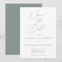 Sage Green Minimalistisch Save the Date Einladung