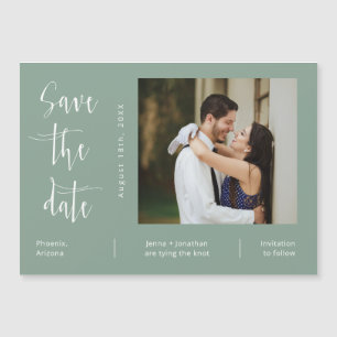Sage Green Minimalistisch Save the Date Foto Magne Magneteinladung