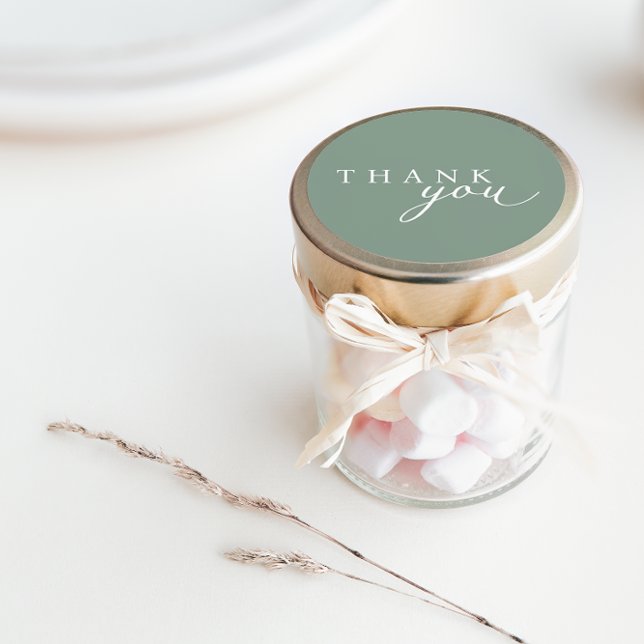 Sage Green Minimalistisch Script Danke Stickers (Von Creator hochgeladen)