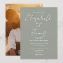 Sage Green Minimalistisch Script Foto Hochzeit