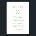 Sage Green Minimalistisch Script Wedding Plan Tischnummer<br><div class="desc">Anpassbare Sitzpläne für die Tischnummer. Es enthält eine sage grüne whimsical Skript und klassische Typografie. Personalisieren Sie Ihre persönlichen Daten,  indem Sie Ihre eigenen Daten hinzufügen. Dieser minimalistische Tisch ist ideal für Hochzeiten,  Babyduschen,  Brautpartys,  Geburtstage und vieles mehr.</div>