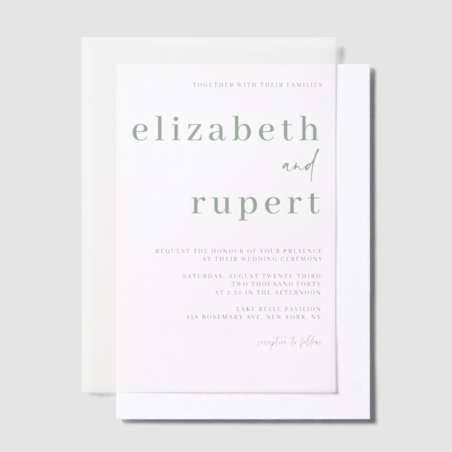 Sage Green Minimalistisch Serif Typografy Wedding (Versetzt)