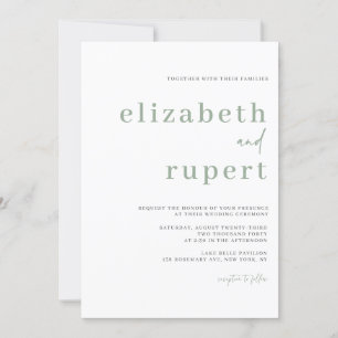 Sage Green Minimalistisch Serif Typografy Wedding Einladung