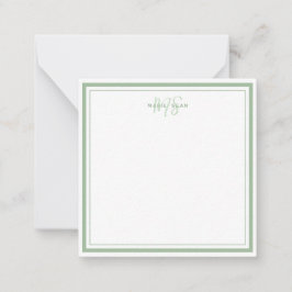 Sage Green Minimalistisch Simple Monogram Two Bord Mitteilungskarte