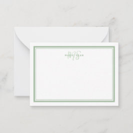 Sage Green Minimalistisch Simple Monogram Two Bord Mitteilungskarte