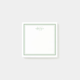 Sage Green Minimalistisch Simple Monogram Two Bord Post-it Klebezettel
