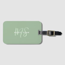 Sage Green Minimalistisch Simple Two Monogram