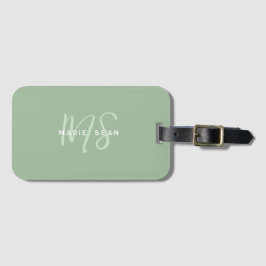 Sage Green Minimalistisch Simple Two Monogram Gepäckanhänger