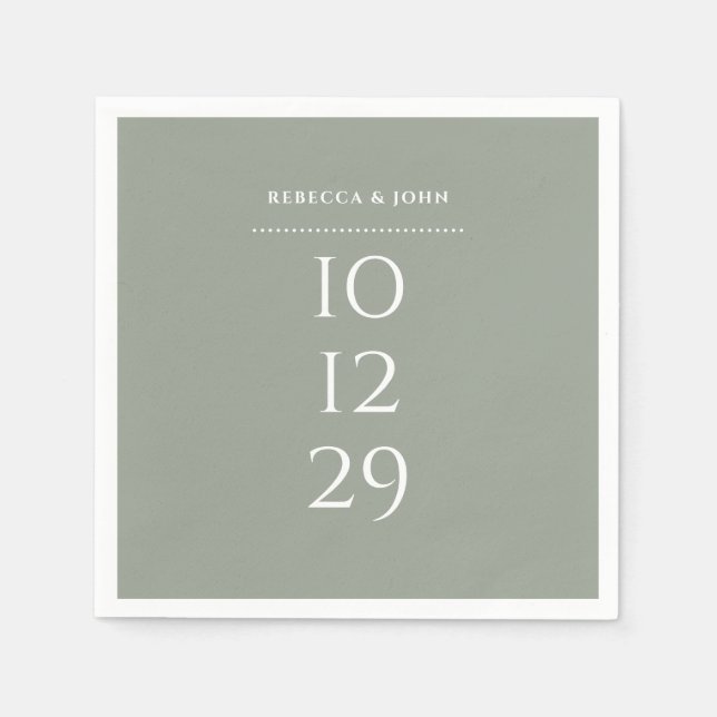 Sage Green Minimalistisch Special Date Hochzeit Serviette (Vorderseite)