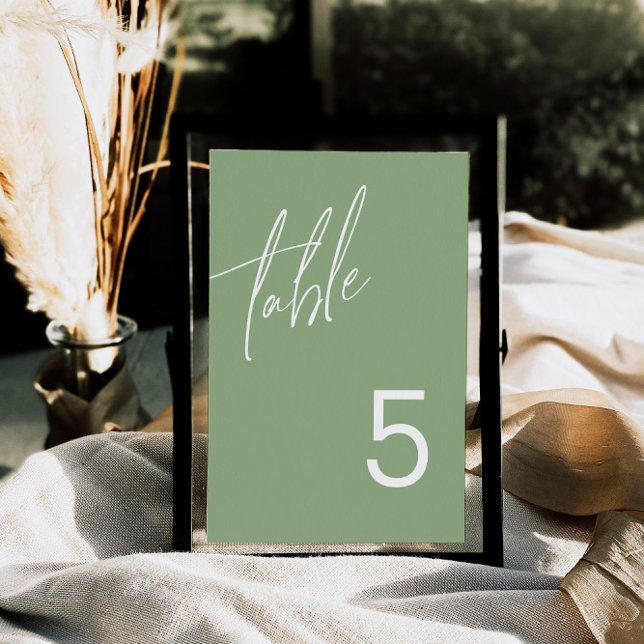 Sage Green Minimalistisch Wedding Tischnummer (Von Creator hochgeladen)