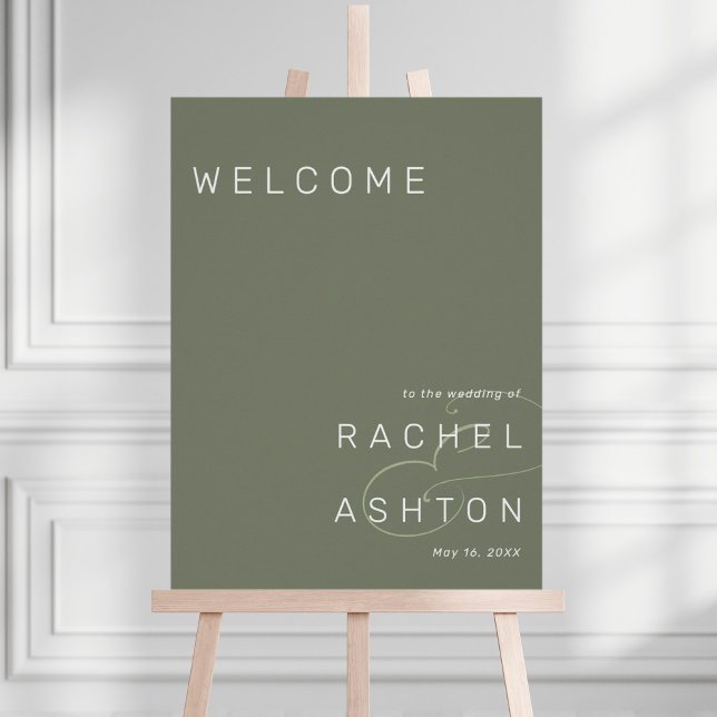 Sage Green Minimalistisch Wedding Willkommenszeich Poster (Von Creator hochgeladen)