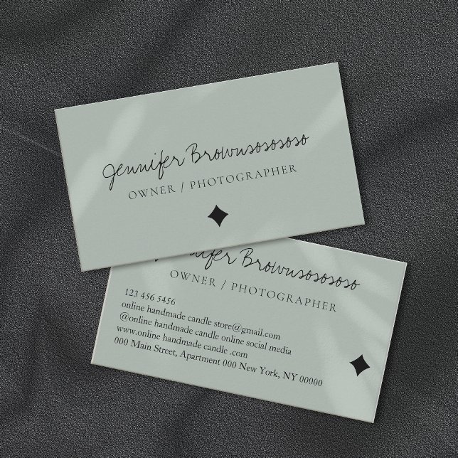 Sage Green minimalistische berufliche Kalligraphie Visitenkarte (Von Creator hochgeladen)