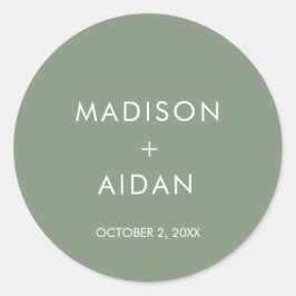Sage Green Minimalistische Gastgeschenke Hochzeite Runder Aufkleber