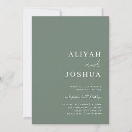 Sage Green minimalistische Hochzeitseinladung Einladung