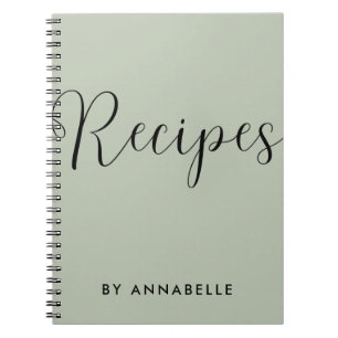 Sage Green Minimalistisches einfaches Rezept Buch