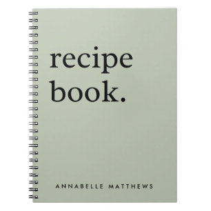 Sage Green Minimalistisches einfaches Rezept Buch