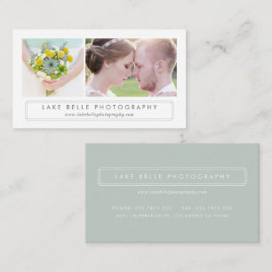 Sage Green Minimalistisches Zwei-Foto-Layout Moder Visitenkarte