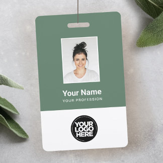 Sage Green Mitarbeiterfoto, Logo, Name Ausweis
