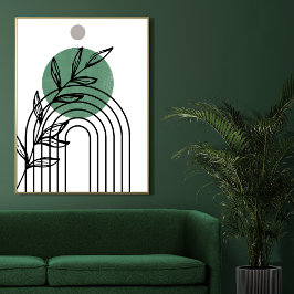 Sage Green Mitte des Jahrhunderts botanische Geome Poster
