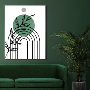 Sage Green Mitte des Jahrhunderts botanische Geome Poster
