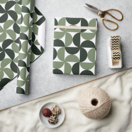 Sage Green Mitte Jahrhundert Modernes Muster Geschenkpapier