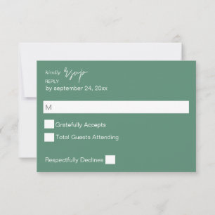 Sage Green MOD Calligraphy on Meal UAWG RSVP Karte