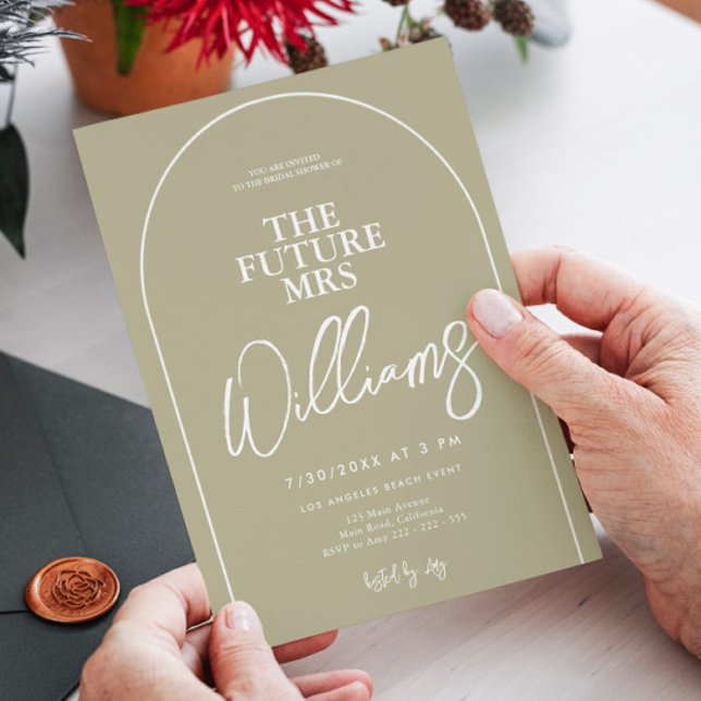 Sage Green Modern Arch Minimalistisches Brautparty Einladung (Von Creator hochgeladen)