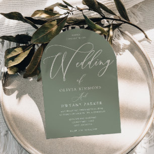 Sage Green Modern Arch Wedding Einladung
