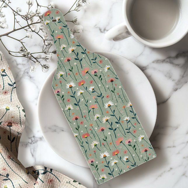 Sage Green Modern Boho Wildblume Cutting Board Schneidebrett (Von Creator hochgeladen)