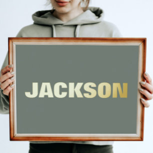 SAGE GREEN Modern Bold EDITABLE TEXT GOLD Foliendrucke