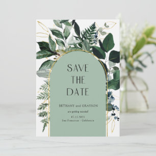 Sage Green, Modern Botanical Greenerity QR-Code  Save The Date
