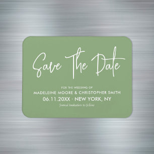 Sage Green Modern Calligraphy Save the Date Magnet