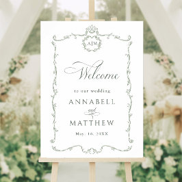 Sage Green Modern Classic French Wedding Welcome Poster