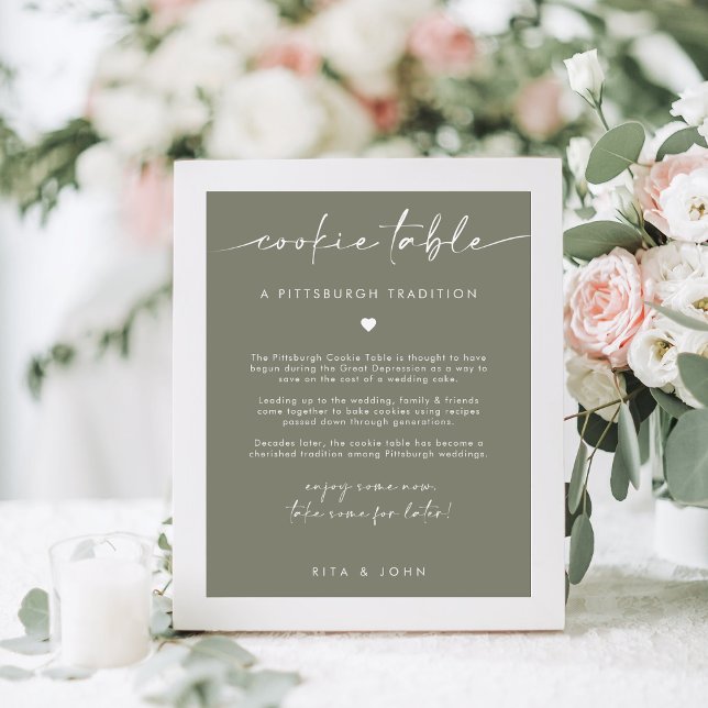 Sage Green Modern Cookie Table Wedding Sign Poster (Von Creator hochgeladen)