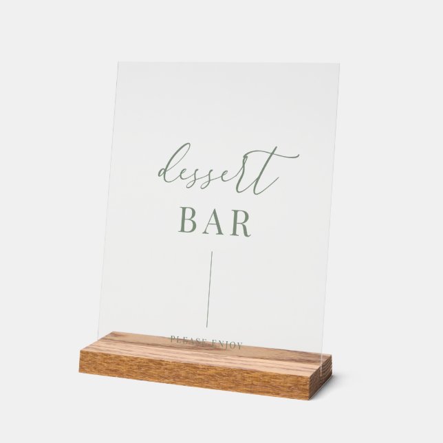 Sage Green Modern Elegante Wedding Dessert Bar Acrylschild (Winkel)