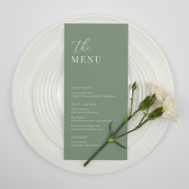 Sage Green Modern Elegante Wedding Empfang Menu Menükarte