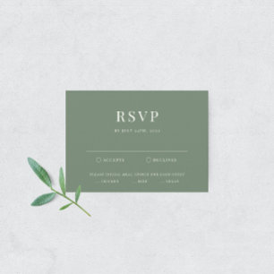 Sage Green Modern Elegante Wedding RSVP Card Karte