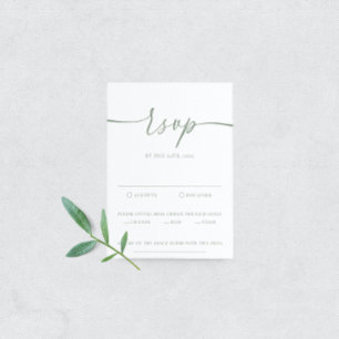 Sage Green Modern Elegante Wedding RSVP Card Karte