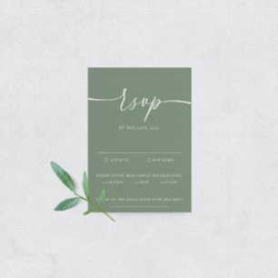 Sage Green Modern Elegante Wedding RSVP Card Karte