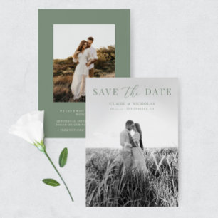 Sage Green Modern Elegantes Hochzeitssemble Foto Save The Date