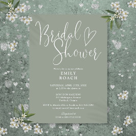 Sage Green Modern Elegantes Script-Brautparty Einladung