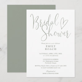 Sage Green Modern Elegantes Script-Brautparty Einladung