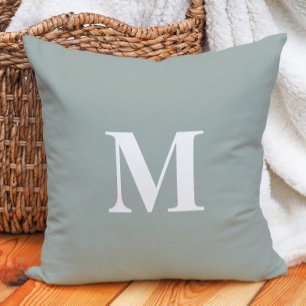 Sage Green Modern Farm Monogram Kissen