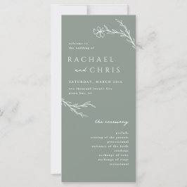 Sage Green Modern Floral Botanical Wedding Program