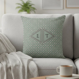 Sage Green Modern Geometric Monogram Kissen