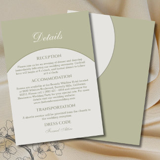 Sage Green Modern Japandi Wedding Details Begleitkarte