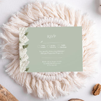 Sage Green Modern Luxury Elegant Floral Wedding RSVP Karte