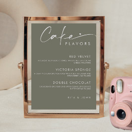 Sage Green Modern Menu Cake Hochzeitstorte Zeichen Poster
