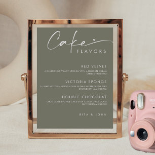 Sage Green Modern Menu Cake Hochzeitstorte Zeichen Poster